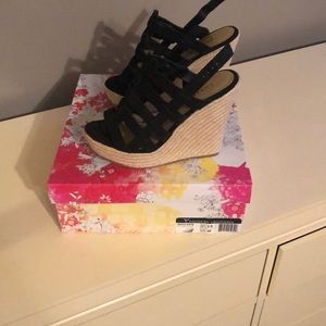 Chinese Laundry “Dance Party” black suede wedge